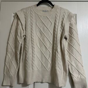 Elegant Cream Cable Knit Crewneck Sweater